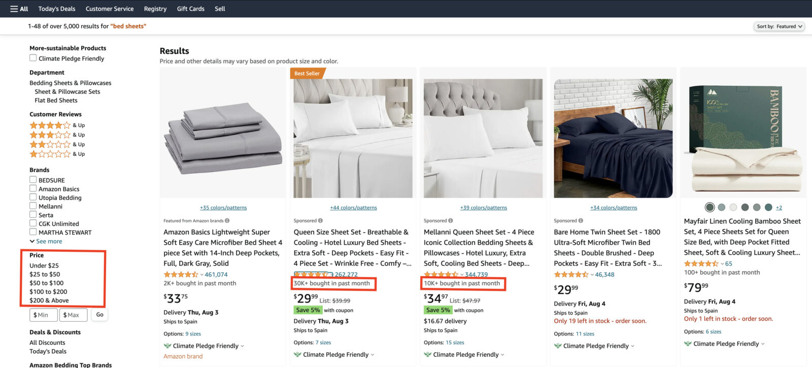 Анализ ниши: постельное белье на Amazon